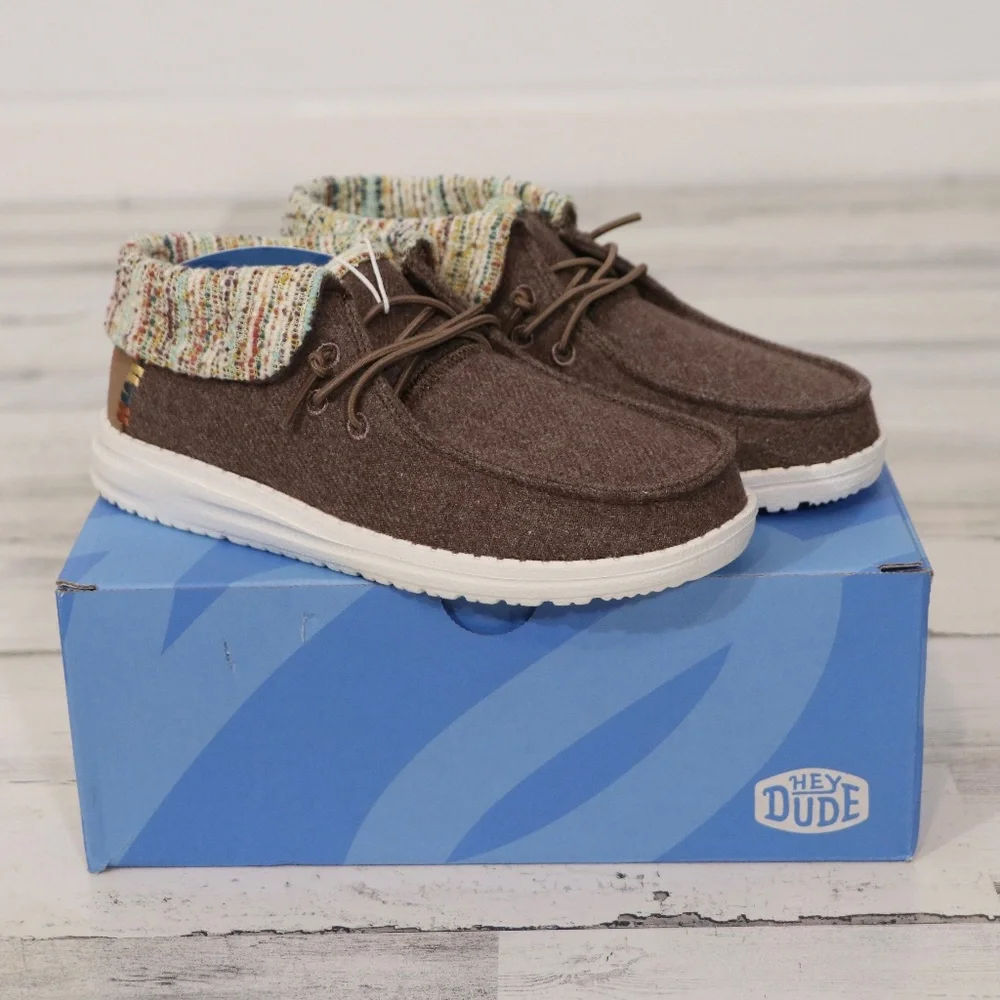 Hey Dude Wendy Youth Baja Fold Slip On Boots Cozy Brown Size 1